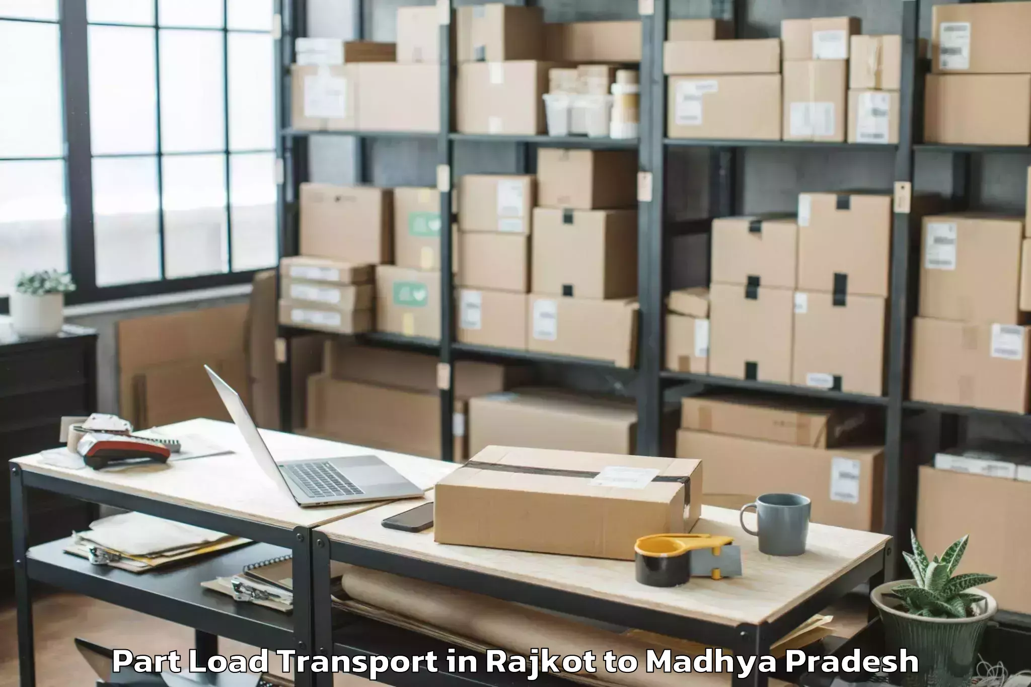 Top Rajkot to Abhilashi University Satna Part Load Transport Available